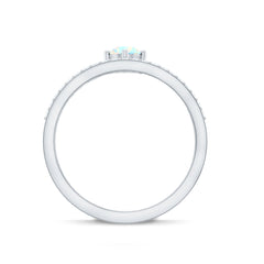 Natural Ethiopian Rainbow Opal Crown Promise Ring with Diamond