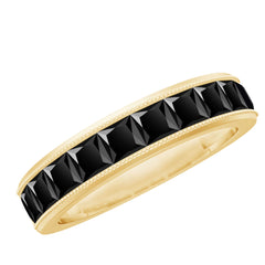 Princess Cut Black Spinel Half Eternity Band Ring
