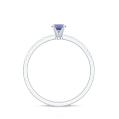 Minimal Tanzanite Diamond Promise Ring for Engagement