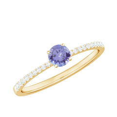 Minimal Tanzanite Diamond Promise Ring for Engagement