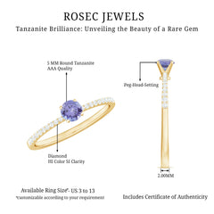 Minimal Tanzanite Diamond Promise Ring for Engagement