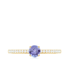 Minimal Tanzanite Diamond Promise Ring for Engagement