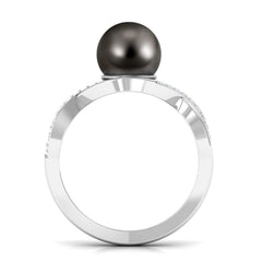 Tahitian Pearl Crossover Diamond Infinity Engagement Ring