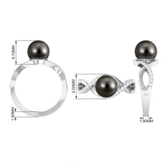 Tahitian Pearl Crossover Diamond Infinity Engagement Ring