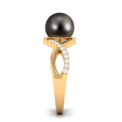 Tahitian Pearl Crossover Diamond Infinity Engagement Ring