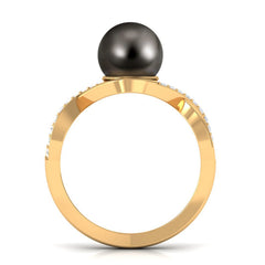 Tahitian Pearl Crossover Diamond Infinity Engagement Ring