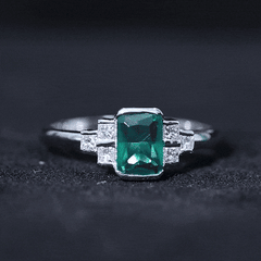 Certified Lab Grown Emerald Diamond Art Deco Engagement Ring