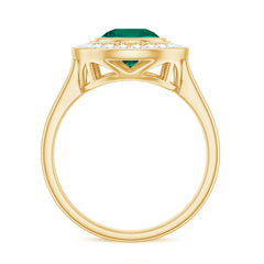 Vintage Looking 8 mm Lab Grown Emerald Engagement Ring with Halo