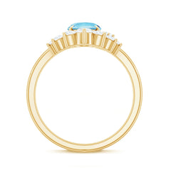 Oval Cut Aquamarine and Diamond Engagement Ring Set