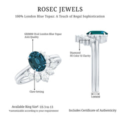 Oval London Blue Topaz and Diamond Designer Ring Set