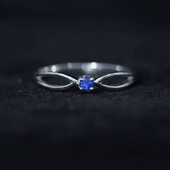 Real Blue Sapphire Minimal Promise Ring with Split Shank