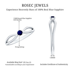 Real Blue Sapphire Minimal Promise Ring with Split Shank