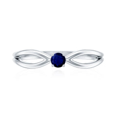 Real Blue Sapphire Minimal Promise Ring with Split Shank