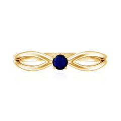 Real Blue Sapphire Minimal Promise Ring with Split Shank
