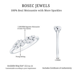 Baguette Moissanite Anniversary Ring in Prong Setting