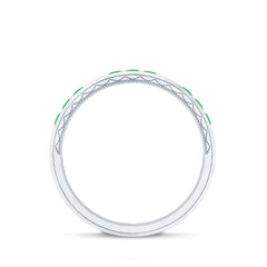 Princess Cut Emerald Mens Wedding Band in Channel Setting