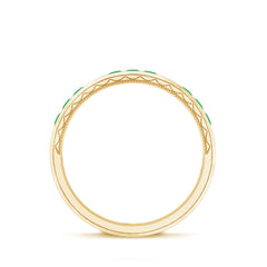 Princess Cut Emerald Mens Wedding Band in Channel Setting