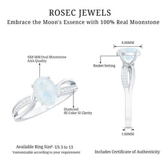 Oval Moonstone Infinity Engagement Ring with Diamond