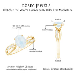 Oval Moonstone Infinity Engagement Ring with Diamond