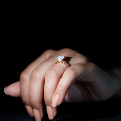 Natural 6X8mm Ethiopian Opal Oval Engagement Ring with Diamond Side Stones