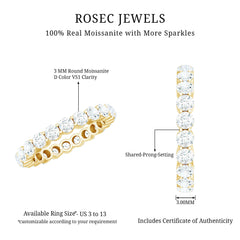 Certified Round Moissanite Eternity Wedding Band Ring