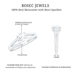 1.25 CT Oval Moissanite Engagement Ring With Certificate