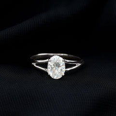 1.25 CT Oval Moissanite Engagement Ring With Certificate