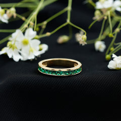 Certified Princess Cut Lab Grown Emerald Eternity Ring