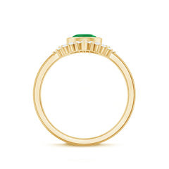 Natural Emerald Diamond Pear Shape Engagement Ring and Wedding Band Set
