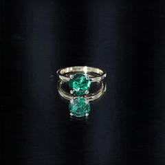Certified 2 Carat Lab Grown Emerald Solitaire Engagement Ring