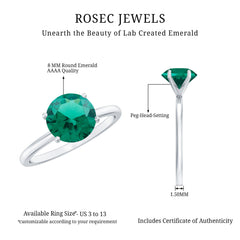 Certified 2 Carat Lab Grown Emerald Solitaire Engagement Ring