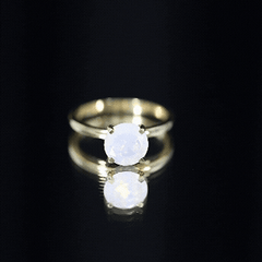 Classic 8mm Solitaire Ethiopian Rainbow Opal Engagement Ring