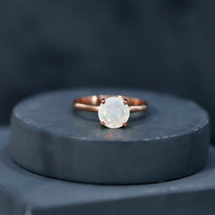 Classic 8mm Solitaire Ethiopian Rainbow Opal Engagement Ring