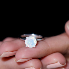 Classic 8mm Solitaire Ethiopian Rainbow Opal Engagement Ring