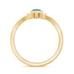 4X8mm Marquise Cut London Blue Topaz Cocktail Ring with Diamond