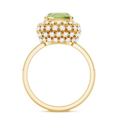 Antique Style 2 Carat Cushion Cut Peridot Engagement Ring with Moissanite Halo