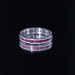 Genuine 1.7 Carat Princess Cut Ruby Eternity Wedding Ring for Women