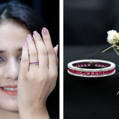 Genuine 1.7 Carat Princess Cut Ruby Eternity Wedding Ring for Women