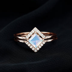 Natural Princess Cut Ethiopian Opal Engagement Ring with Enhancer