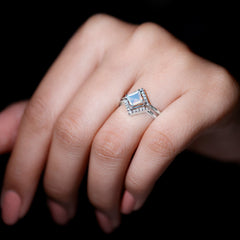 Natural Princess Cut Ethiopian Opal Engagement Ring with Enhancer