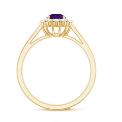 1 CT Amethyst and Diamond Floating Halo Engagement Ring