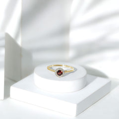 Certified Real 8 mm Garnet Engagement Ring with Diamond Halo