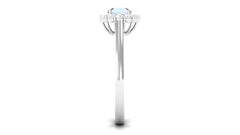 1 CT Moonstone and Diamond Floating Halo Engagement Ring