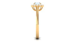 1 CT Moonstone and Diamond Floating Halo Engagement Ring