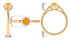 1 CT Fire Opal and Diamond Floating Halo Engagement Ring