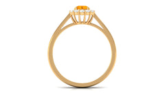 1 CT Fire Opal and Diamond Floating Halo Engagement Ring
