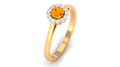 1 CT Fire Opal and Diamond Floating Halo Engagement Ring