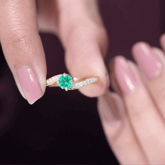 Certified 6 mm Lab Grown Emerald Diamond Bypass Engagement Ring