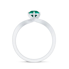 Certified 6 mm Lab Grown Emerald Diamond Bypass Engagement Ring
