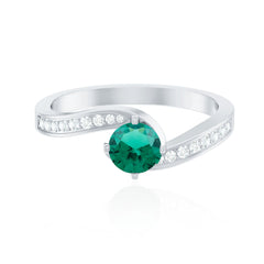 Certified 6 mm Lab Grown Emerald Diamond Bypass Engagement Ring